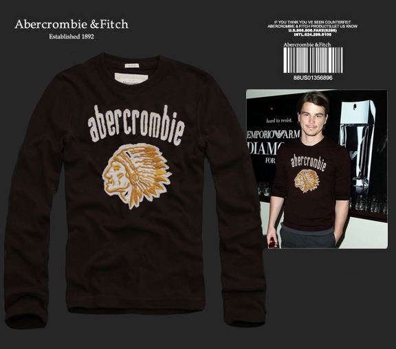 Abercrombie Fitch Hombres De Cuello Redondo Con Gente Fotos Largo Remera AF6048